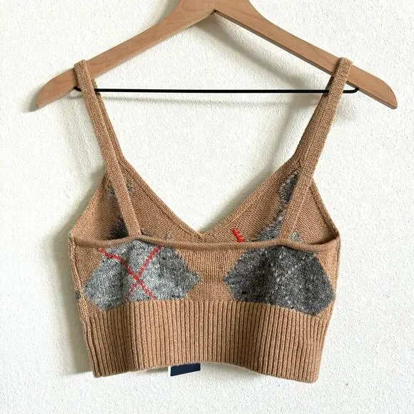 Ralph Lauren Ekose Camel Brown Wool Cashmere Blend Cropped Tank Women’s S NWT - Picture 4 of 6